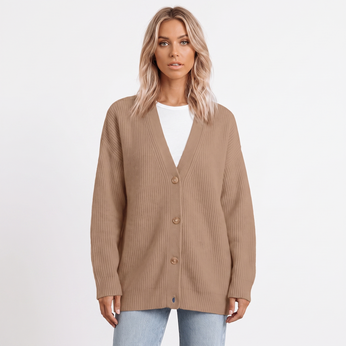Freya | Ribbed Knit Button-Front Cardigan