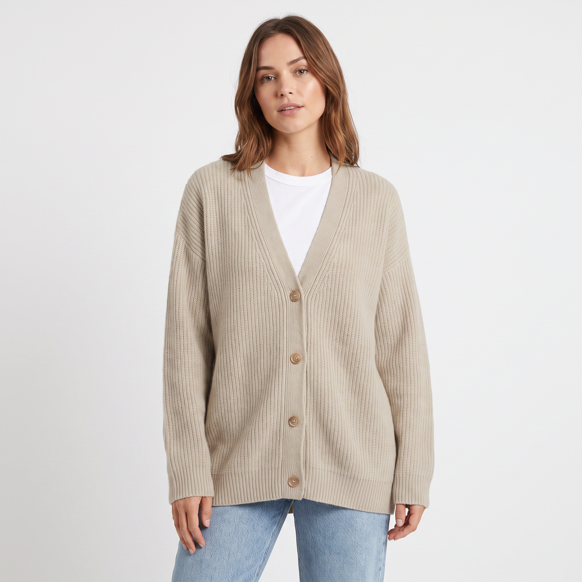 Freya | Ribbed Knit Button-Front Cardigan