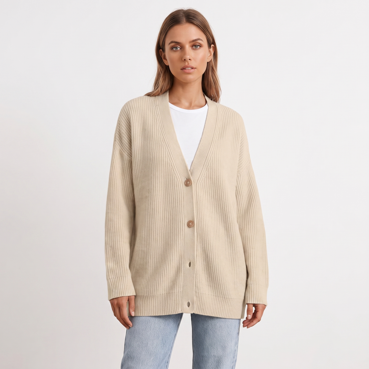 Freya | Ribbed Knit Button-Front Cardigan