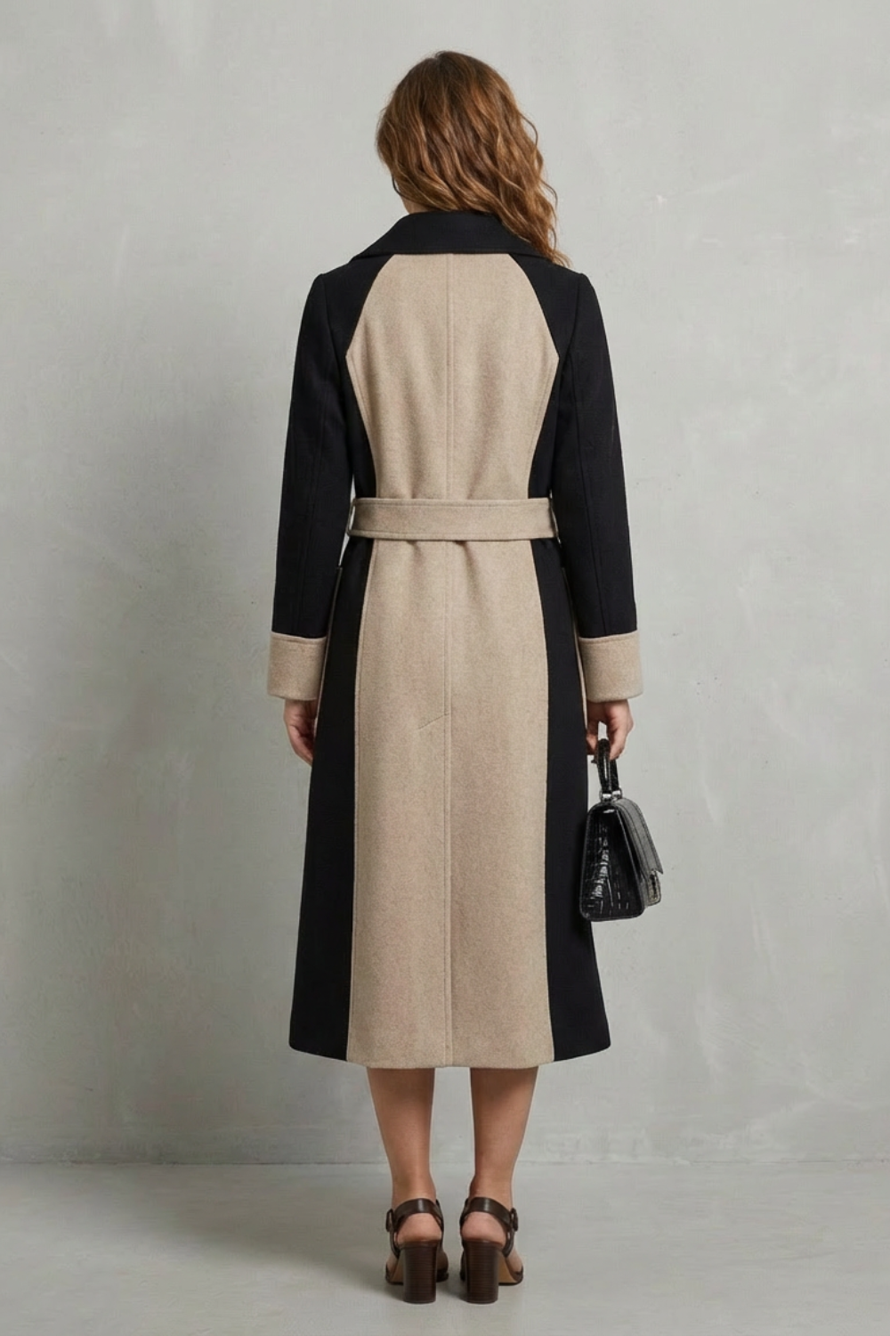 Georgia | Contrast Double Breasted Tailored Long Coat