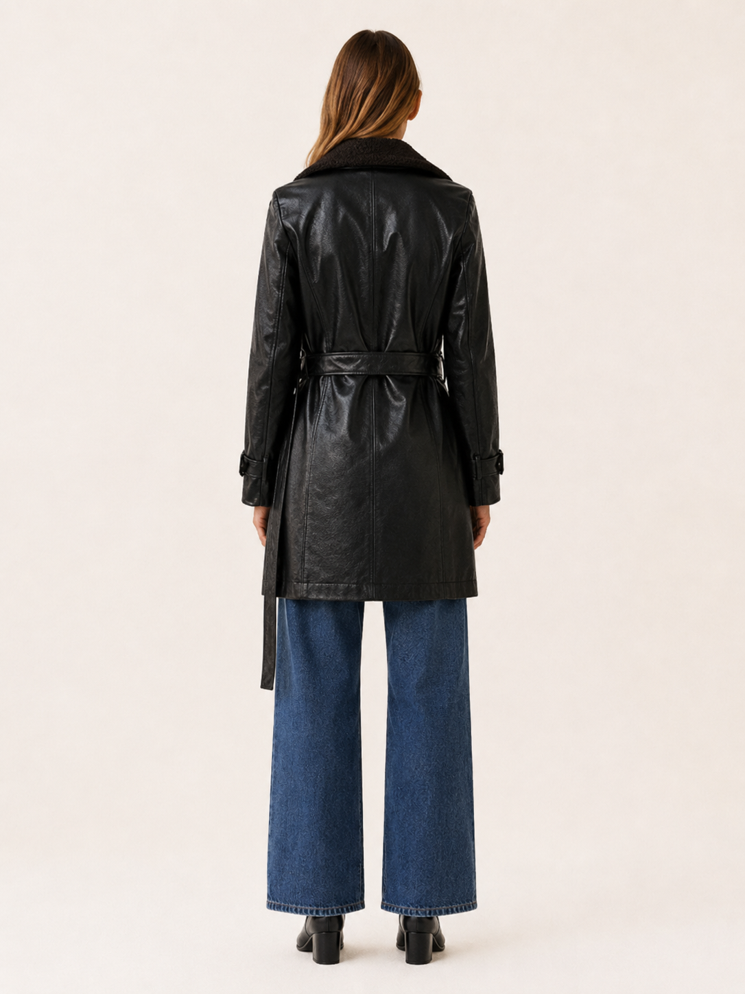 Glenda | Double Breasted Textured Tailored Long Coat