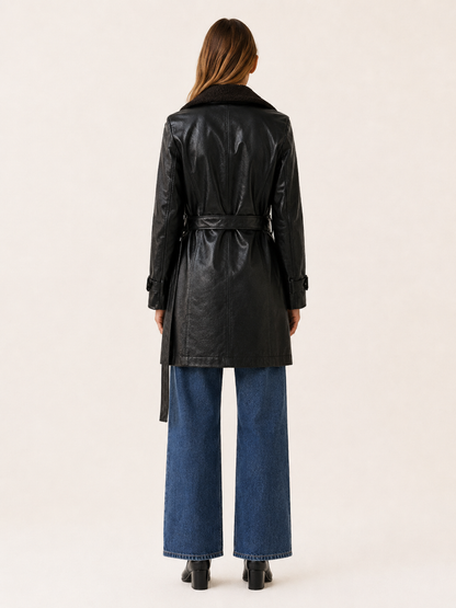 Glenda | Double Breasted Textured Tailored Long Coat