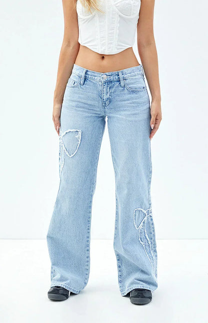 Hailey | Bow Tie Wide Leg Jeans