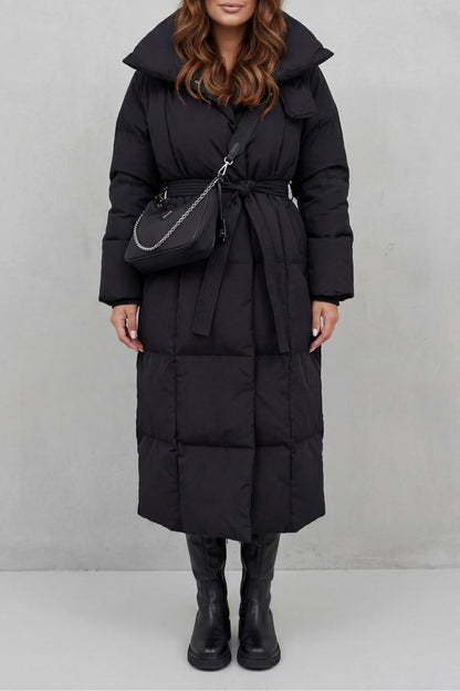 Isla | Belted Hooded Longline Puffer Coat