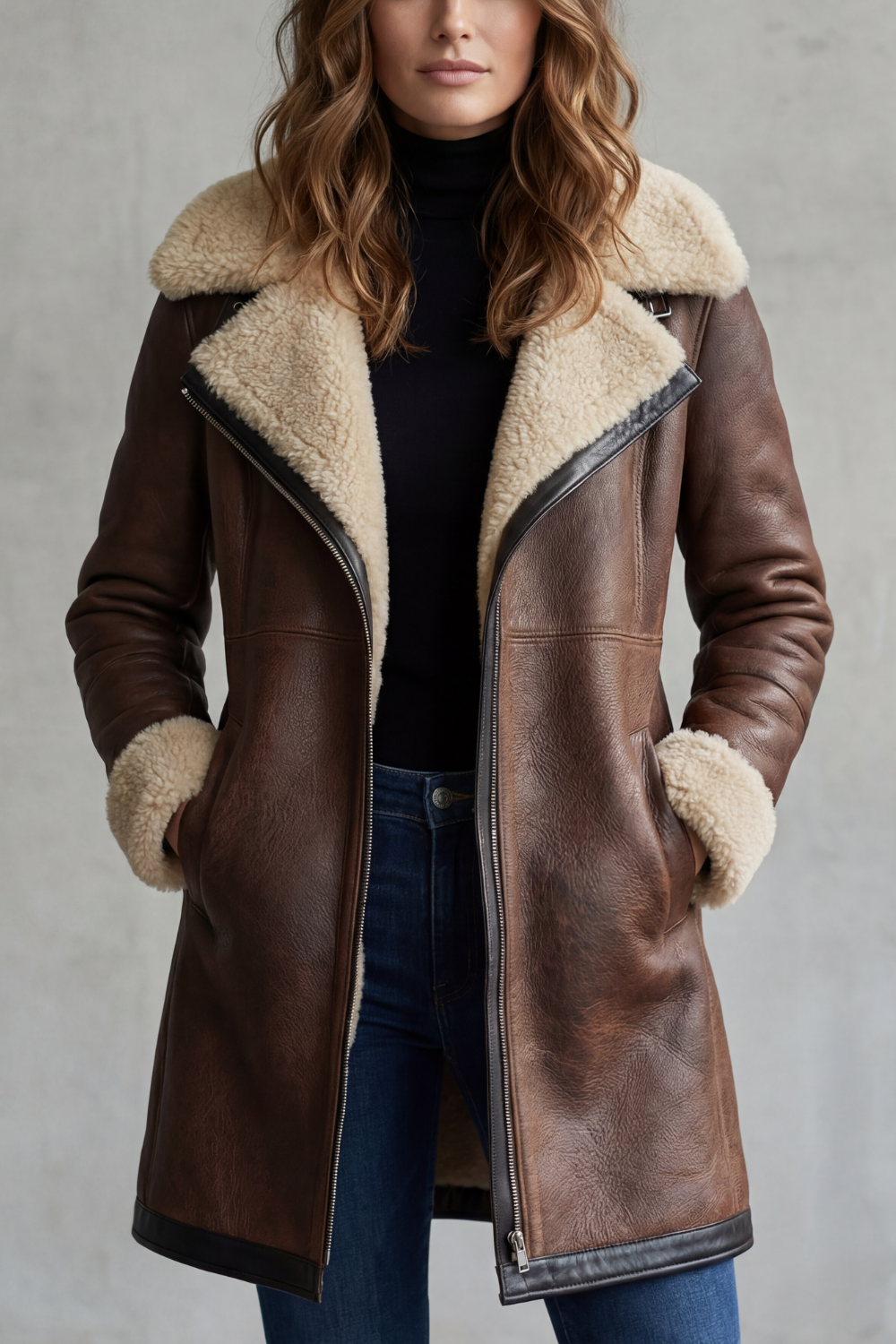 Isla | Leather Shearling Lined Longline Coat