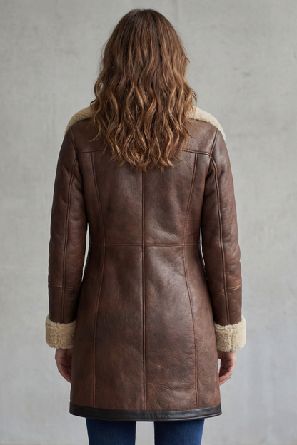 Isla | Leather Shearling Lined Longline Coat