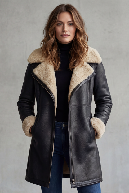 Isla | Leather Shearling Lined Longline Coat