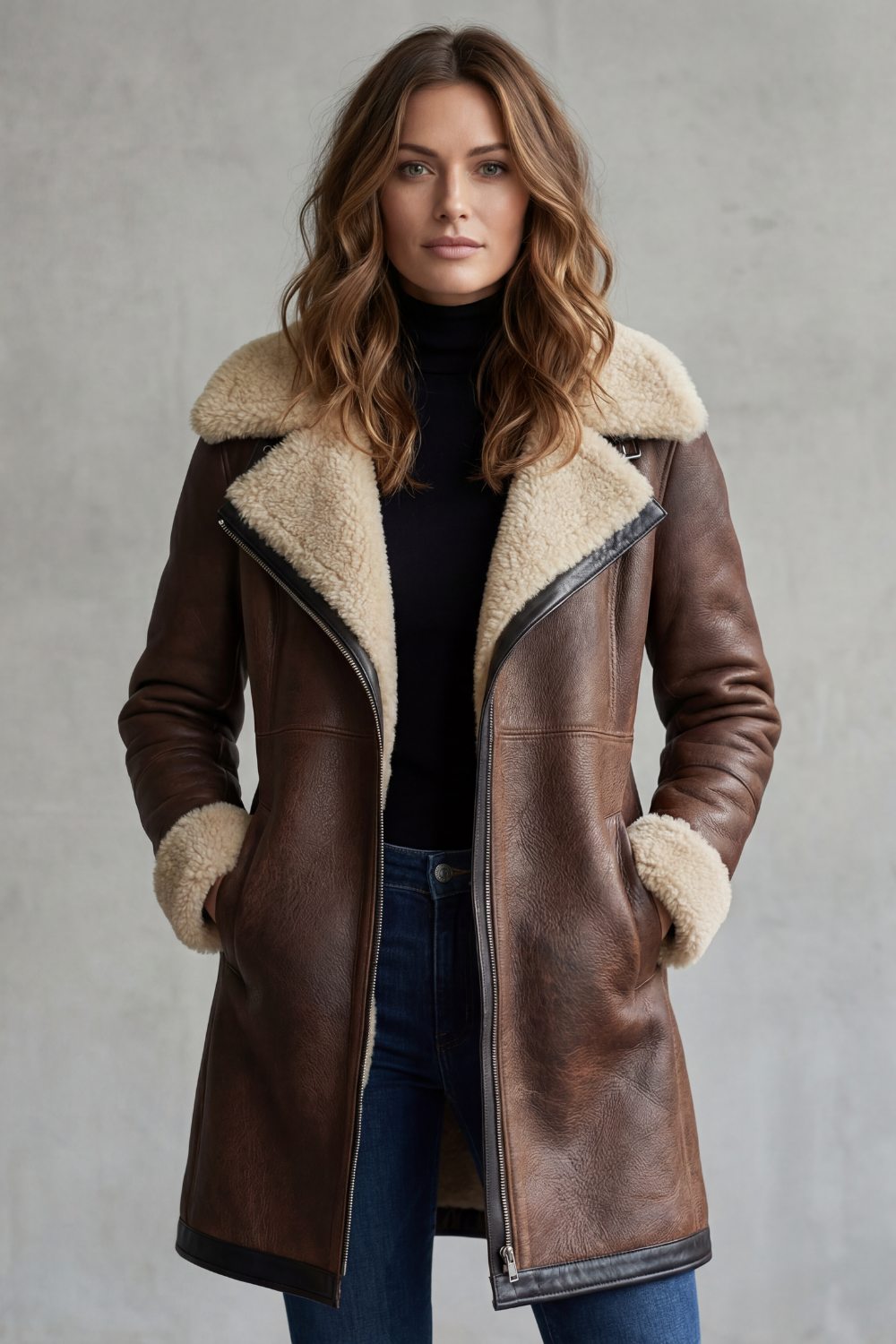 Isla | Leather Shearling Lined Longline Coat