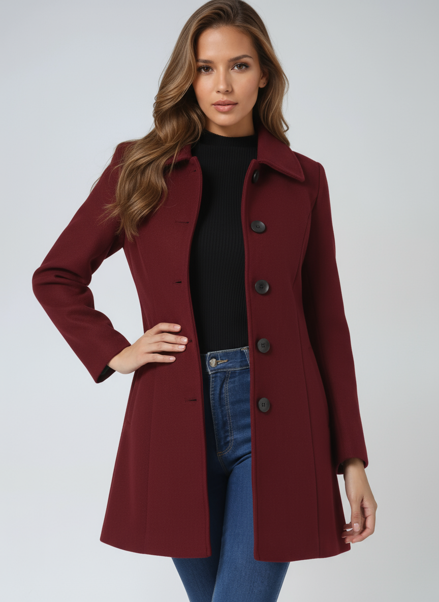 Julia | Breasted High Neck Button Trench Coat