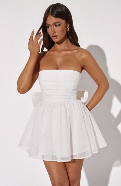 Katarina | Strapless Glitter Tulle Mini Dress