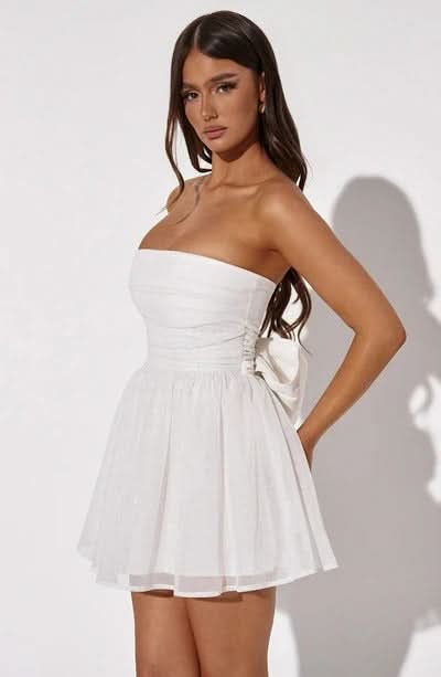 Katarina | Strapless Glitter Tulle Mini Dress