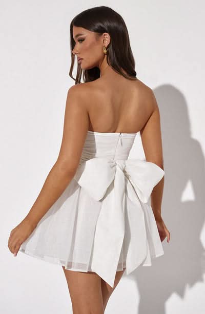 Katarina | Strapless Glitter Tulle Mini Dress