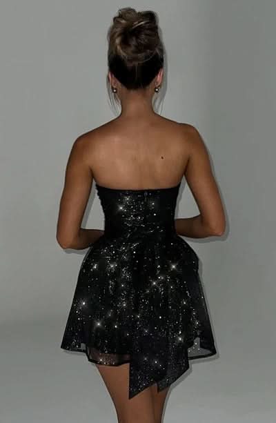 Katarina | Strapless Glitter Tulle Mini Dress