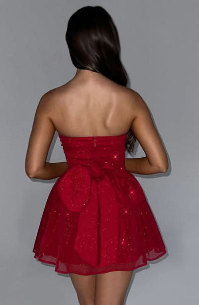 Katarina | Strapless Glitter Tulle Mini Dress