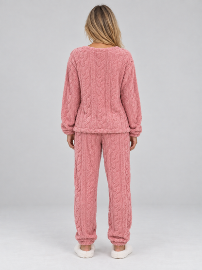 Kenzie | Cable Knit Thermal Fleece Pyjama Set