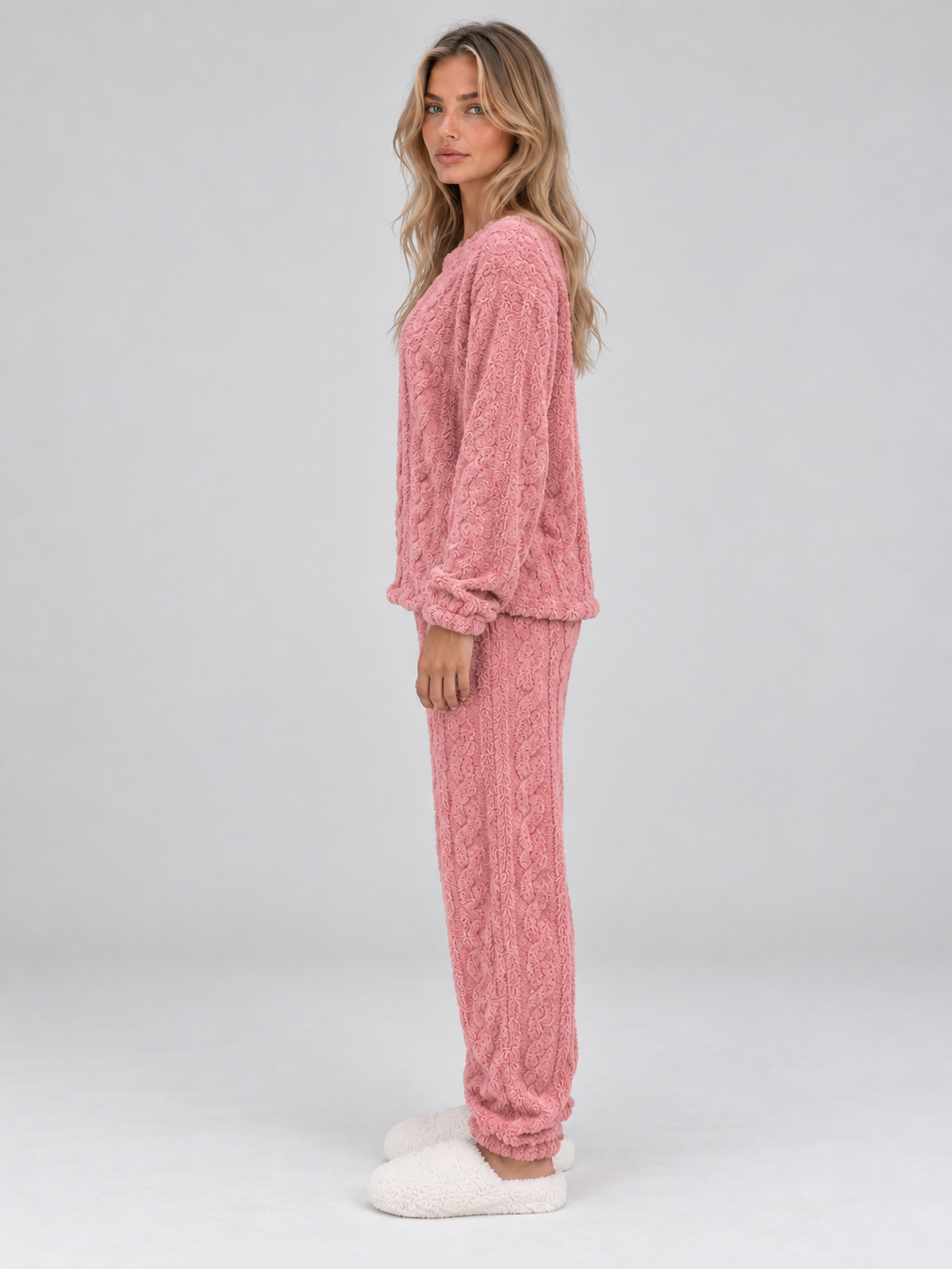 Kenzie | Cable Knit Thermal Fleece Pyjama Set
