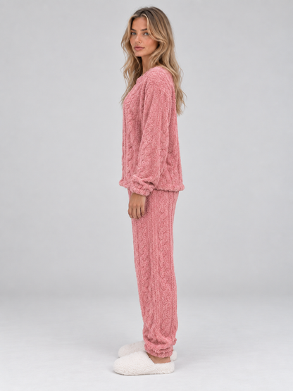 Kenzie | Cable Knit Thermal Fleece Pyjama Set