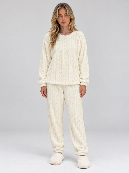 Kenzie | Cable Knit Thermal Fleece Pyjama Set