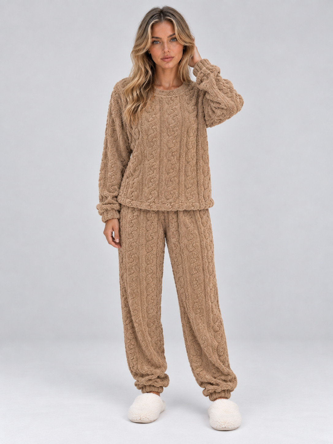 Kenzie | Cable Knit Thermal Fleece Pyjama Set
