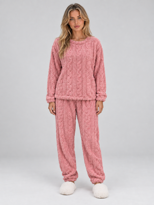Kenzie | Cable Knit Thermal Fleece Pyjama Set