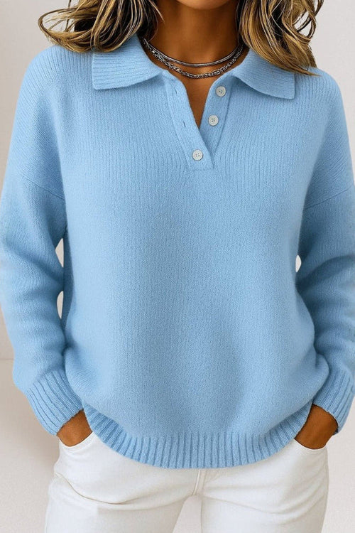 Phoebe | Polo Collar Button Placket Knit Sweater