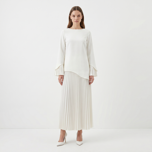 Lara | Pleated Long Sleeve Maxi Dress