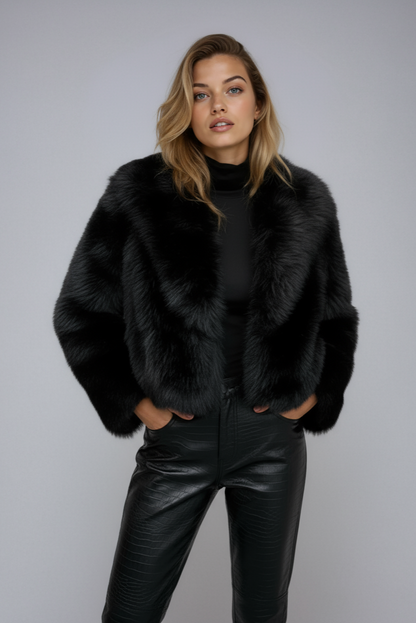 Laura | Faux Fur Oversized Cropped Jacket