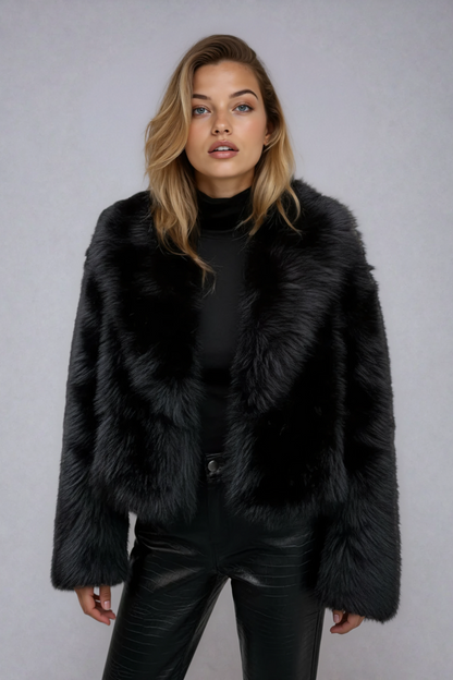 Laura | Faux Fur Oversized Cropped Jacket