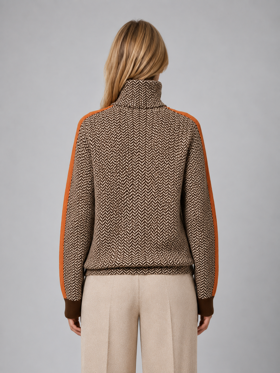 Lauren | Herringbone Turtleneck Knit Sweater
