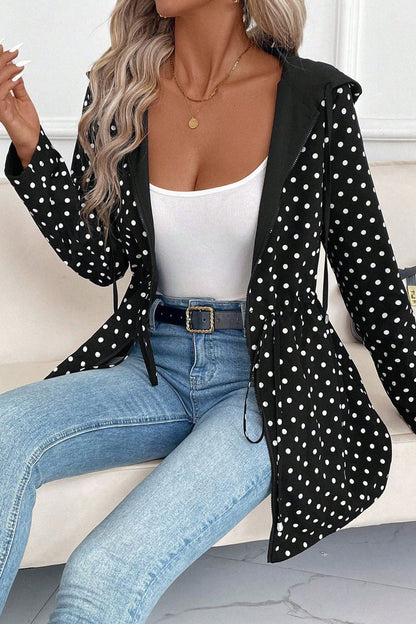 Leona | Contrast Hood Drawstring Waist Print Jacket