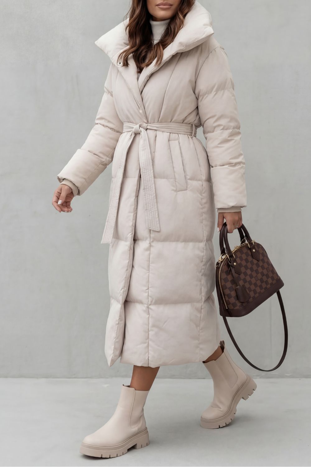 Lilian | Belted Hooded Longline Puffer Coat