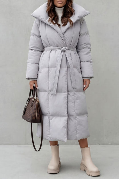 Lilian | Belted Hooded Longline Puffer Coat