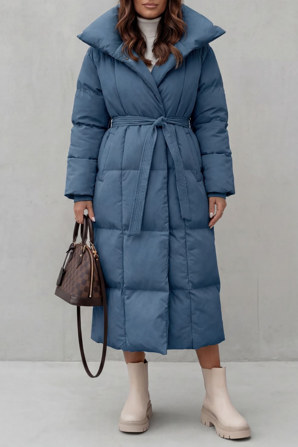 Lilian | Belted Hooded Longline Puffer Coat