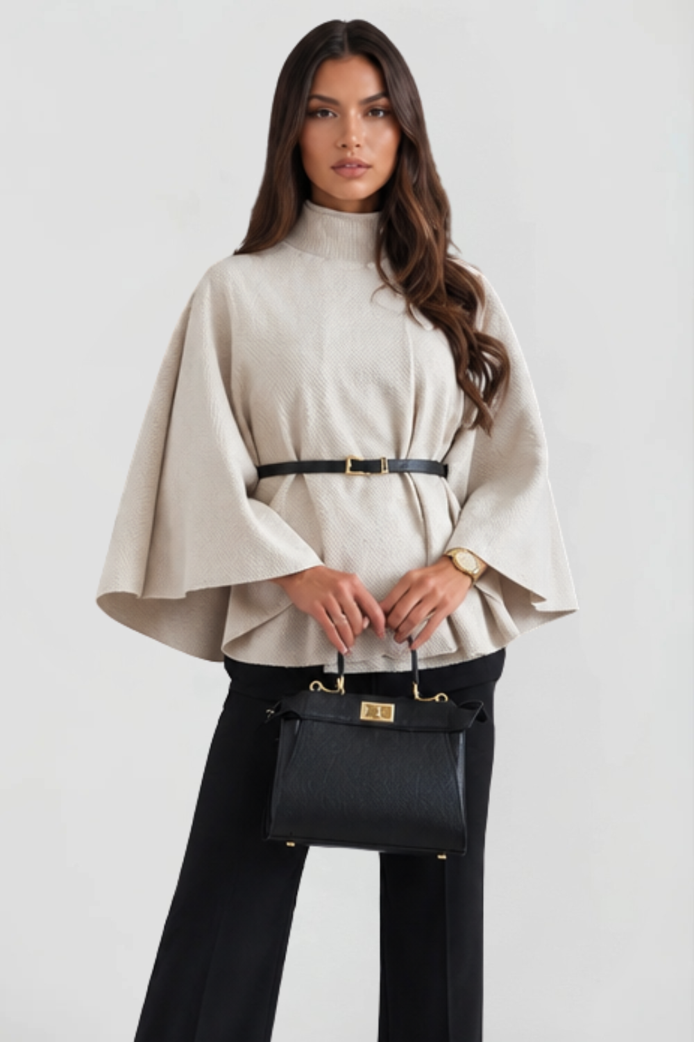 Madison | Belted Oversized Wool Cape Coat
