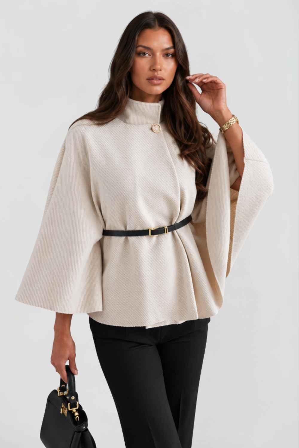 Madison | Belted Oversized Wool Cape Coat