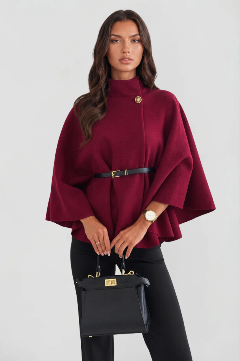 Madison | Belted Oversized Wool Cape Coat