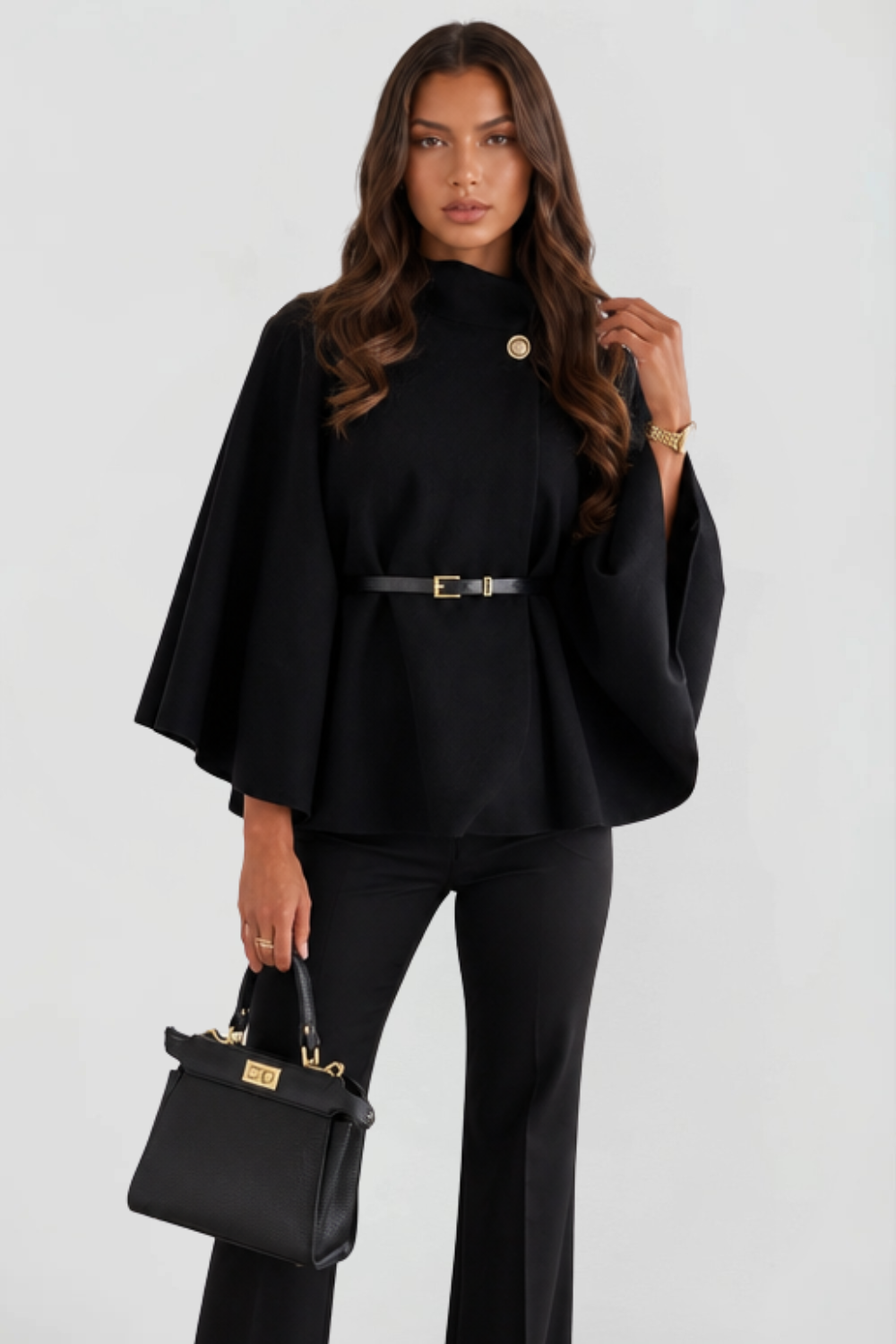 Madison | Belted Oversized Wool Cape Coat