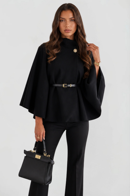 Madison | Belted Oversized Wool Cape Coat
