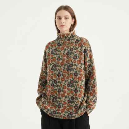 Marigold | Floral Mock Neck Pullover