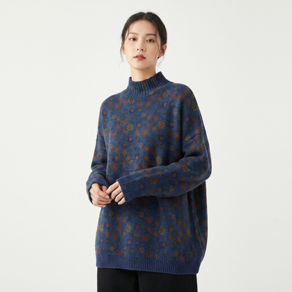 Marigold | Floral Mock Neck Pullover
