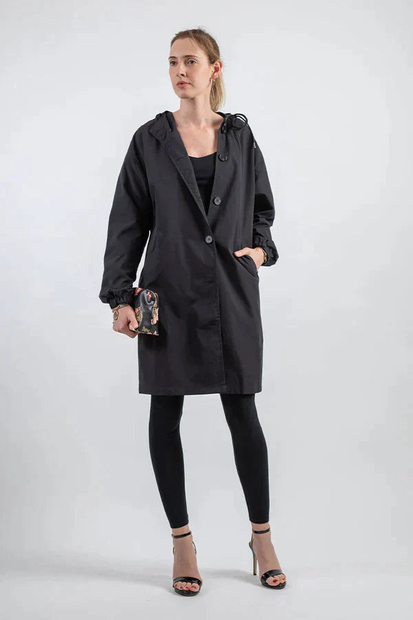 Martina | Hooded Button Up Rain Coat