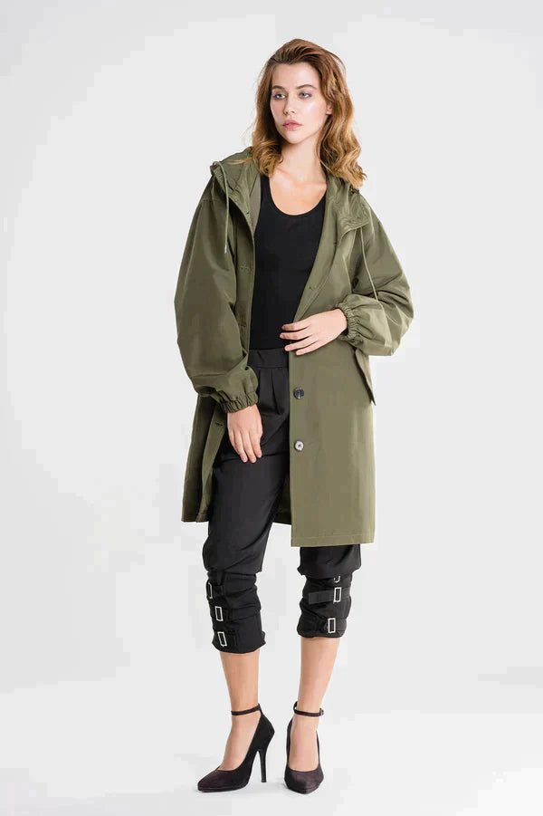 Martina | Hooded Button Up Rain Coat