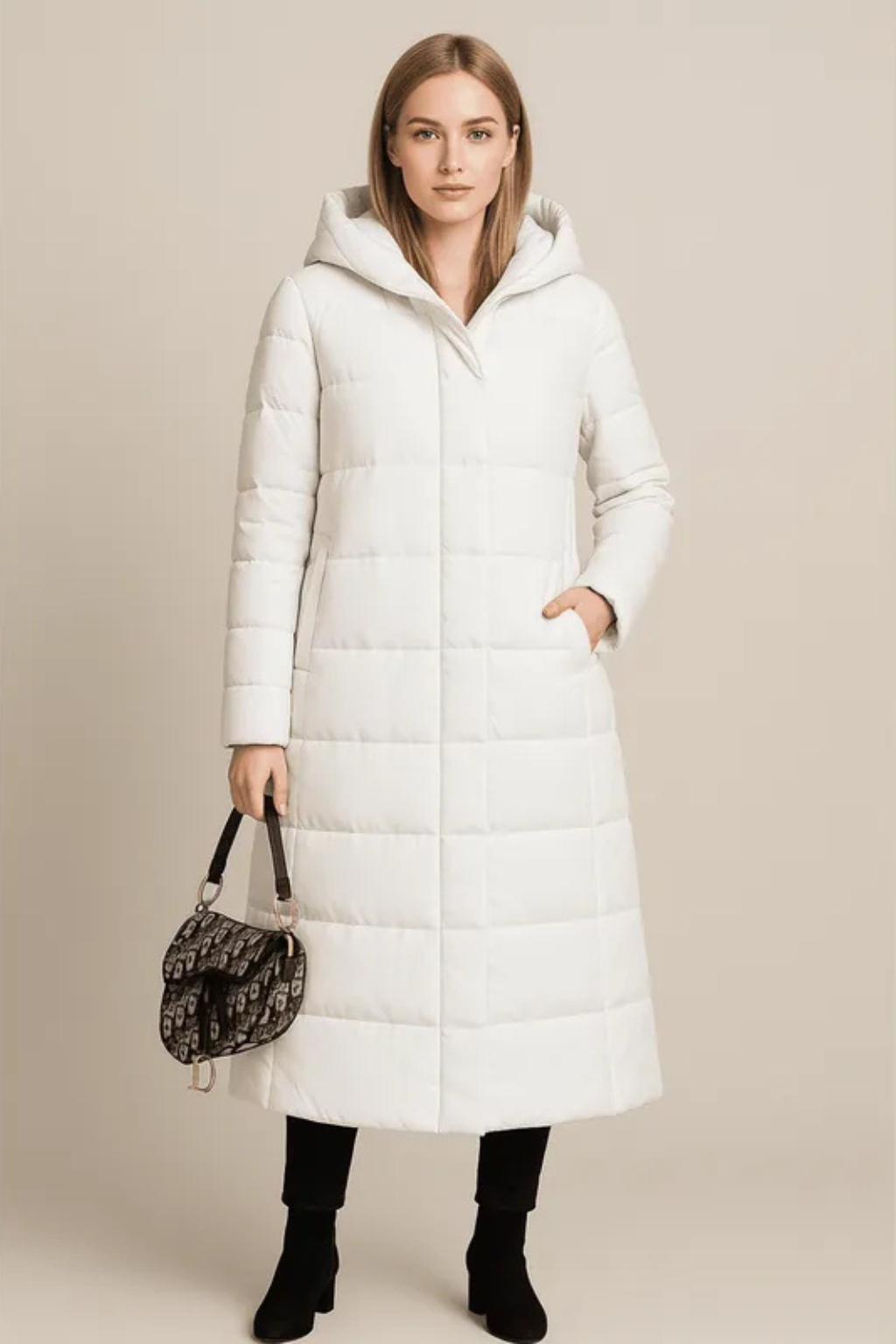 Megan | Hooded Quilted Longline Puffer Coat
