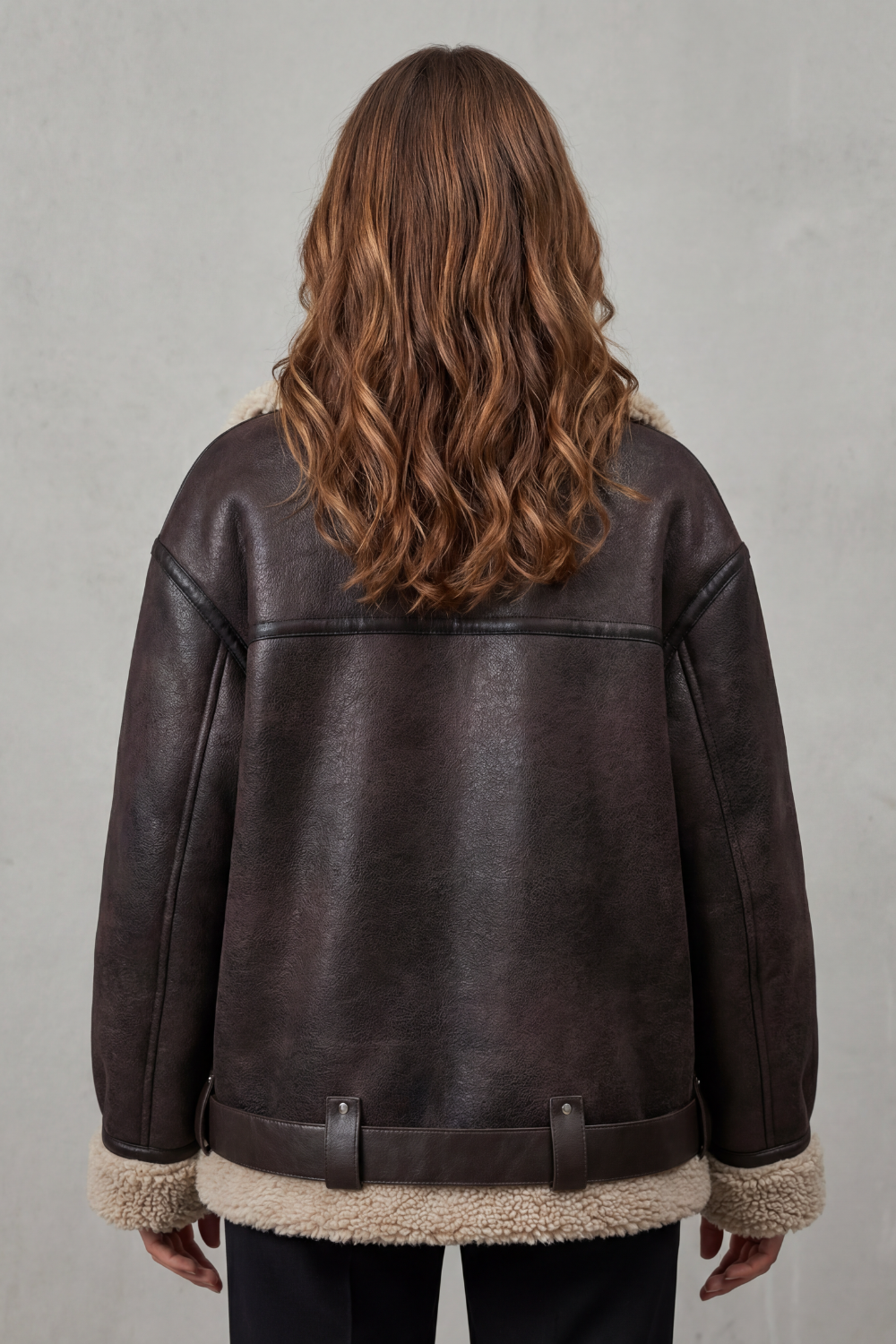Megan | Shearling Collar Oversized Aviator Jacket