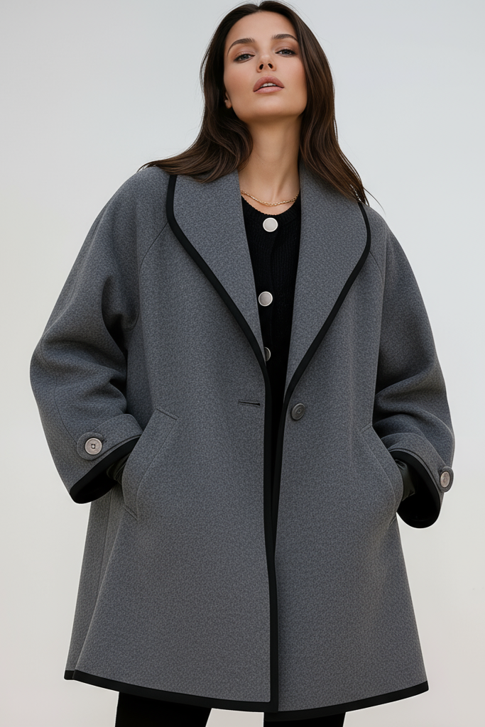 Mila | Oversized Contrast Trim Longline Coat