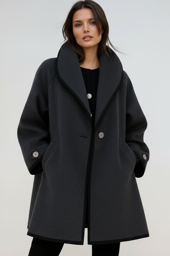 Mila | Oversized Contrast Trim Longline Coat