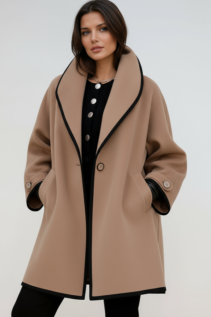 Mila | Oversized Contrast Trim Longline Coat