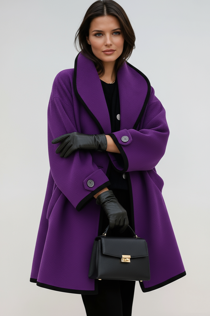 Mila | Oversized Contrast Trim Longline Coat