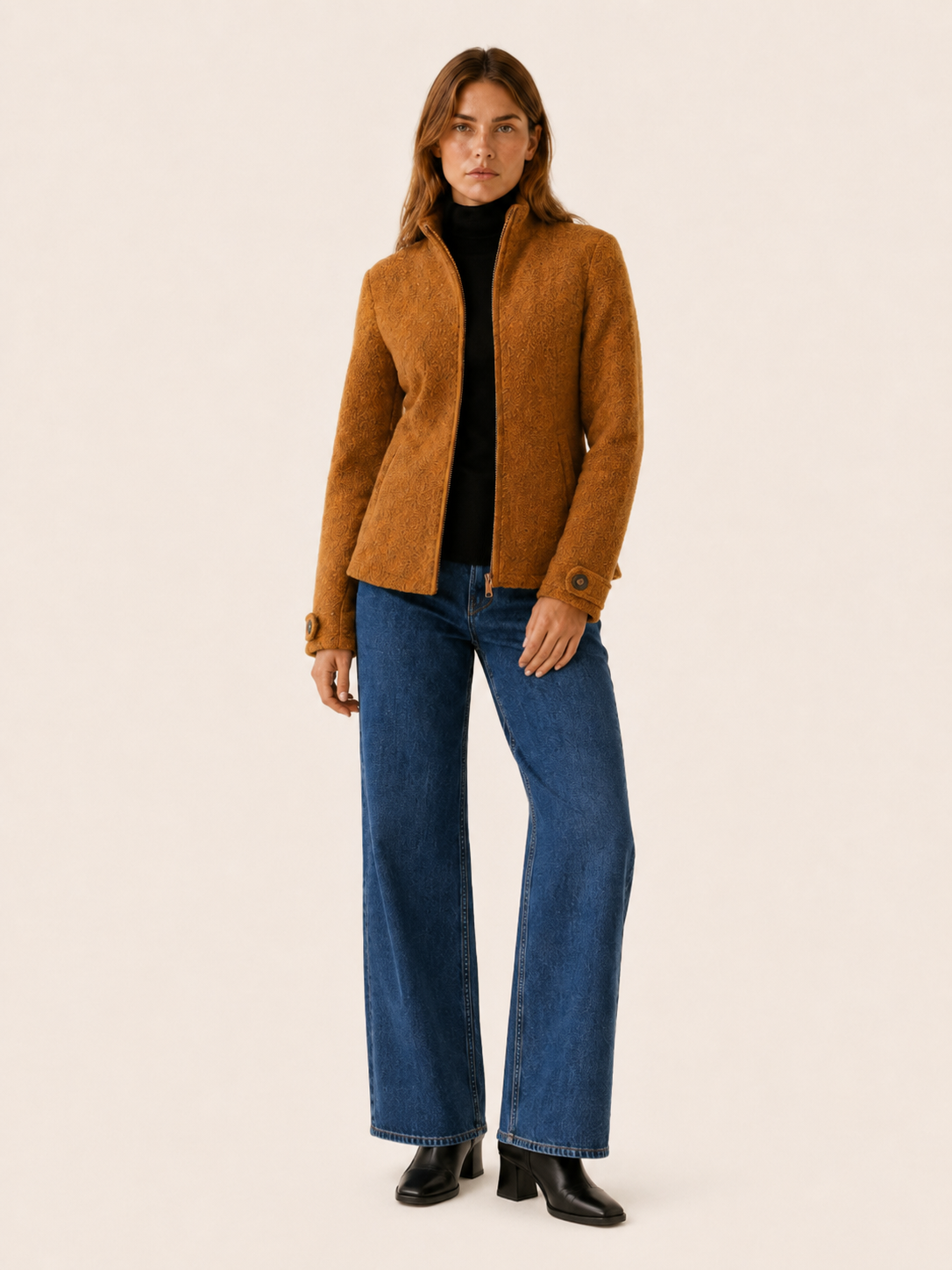 Nerys | Fleece Zip Up Stand Collar Jacket