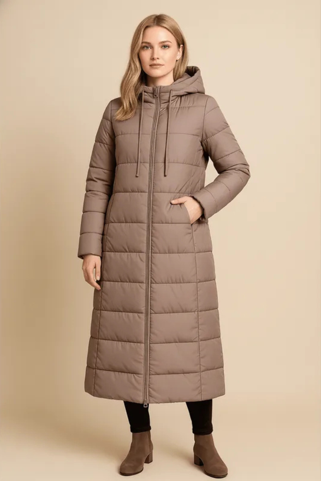 Rhea | Hooded Quilted Longline Puffer Coat